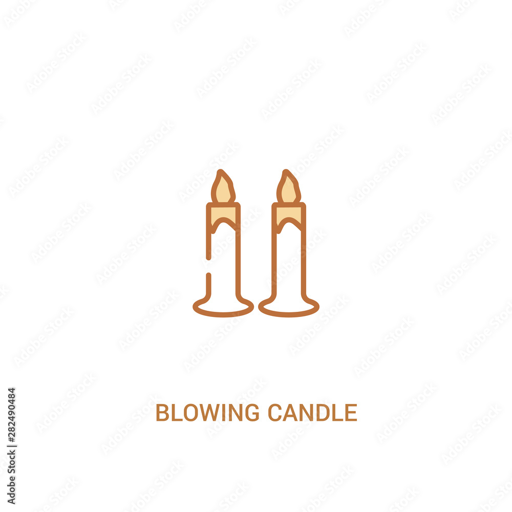 Poster blowing candle concept 2 colored icon. simple line element illustration. outline brown blowing candl