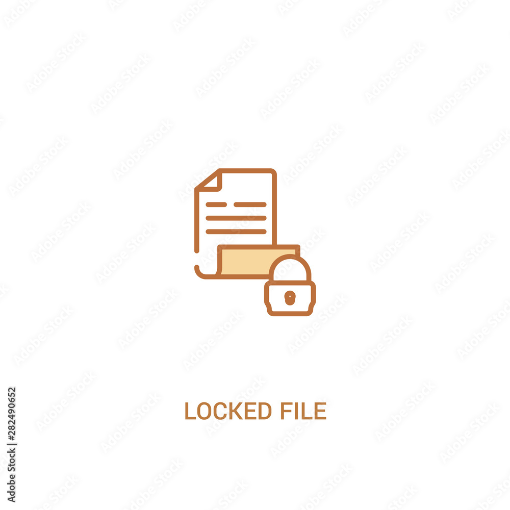 Poster locked file concept 2 colored icon. simple line element illustration. outline brown locked file symb