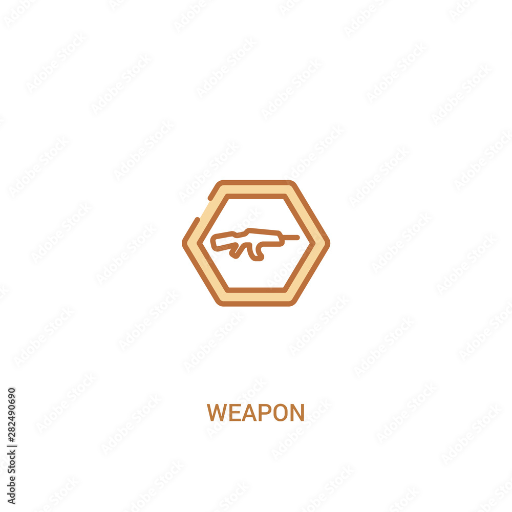 Poster weapon concept 2 colored icon. simple line element illustration. outline brown weapon symbol. can be