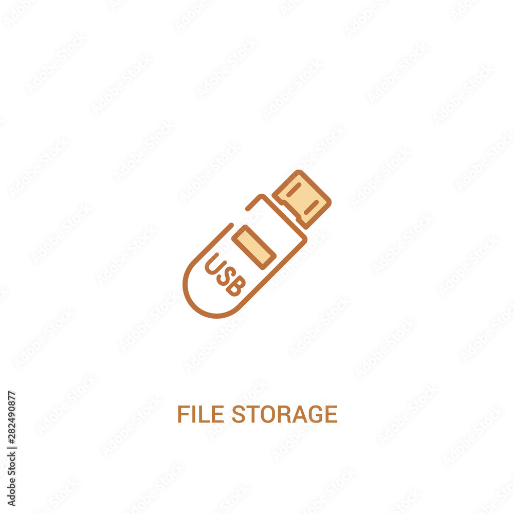 Poster file storage concept 2 colored icon. simple line element illustration. outline brown file storage sy