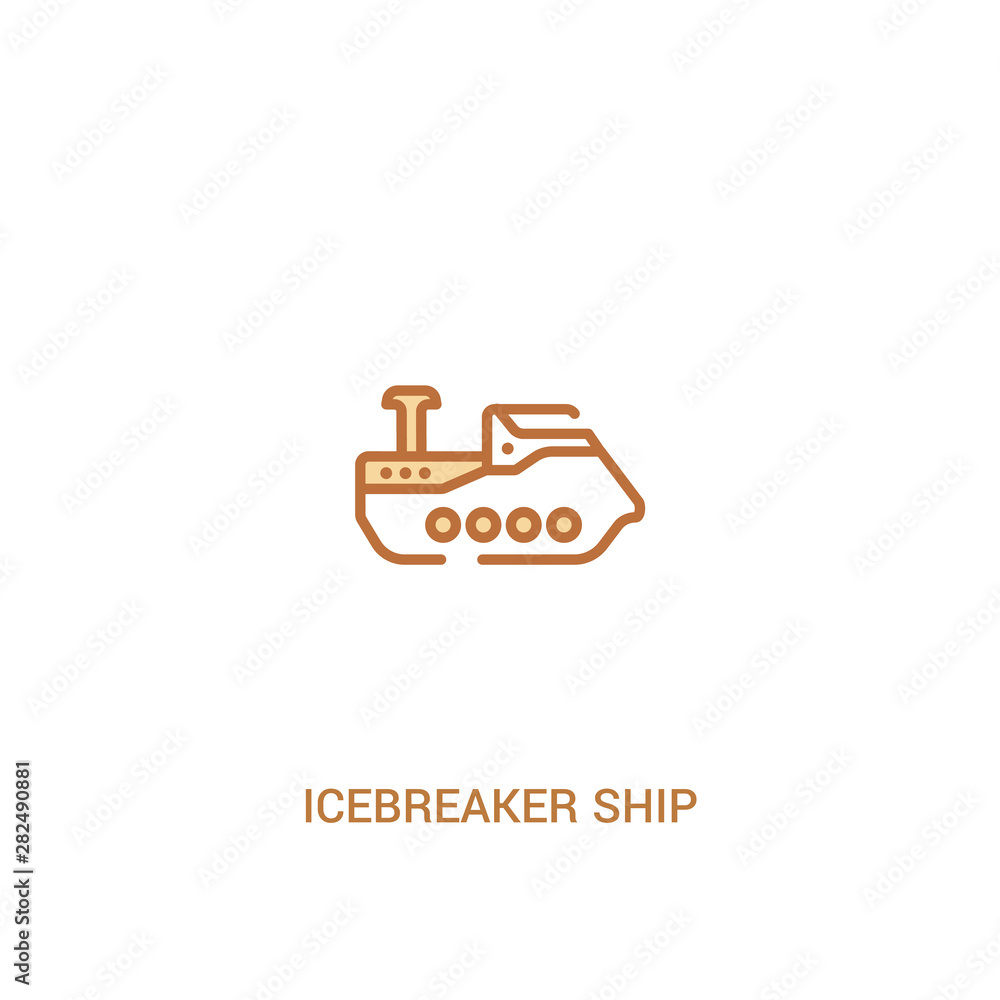 Poster icebreaker ship concept 2 colored icon. simple line element illustration. outline brown icebreaker s