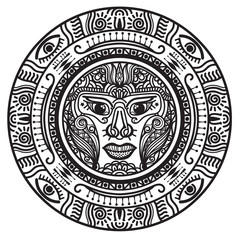 Obraz premium Abstract mandala Inca Maya civilizations graphic design decorative elements isolated on white color background for ancient geometric concepts