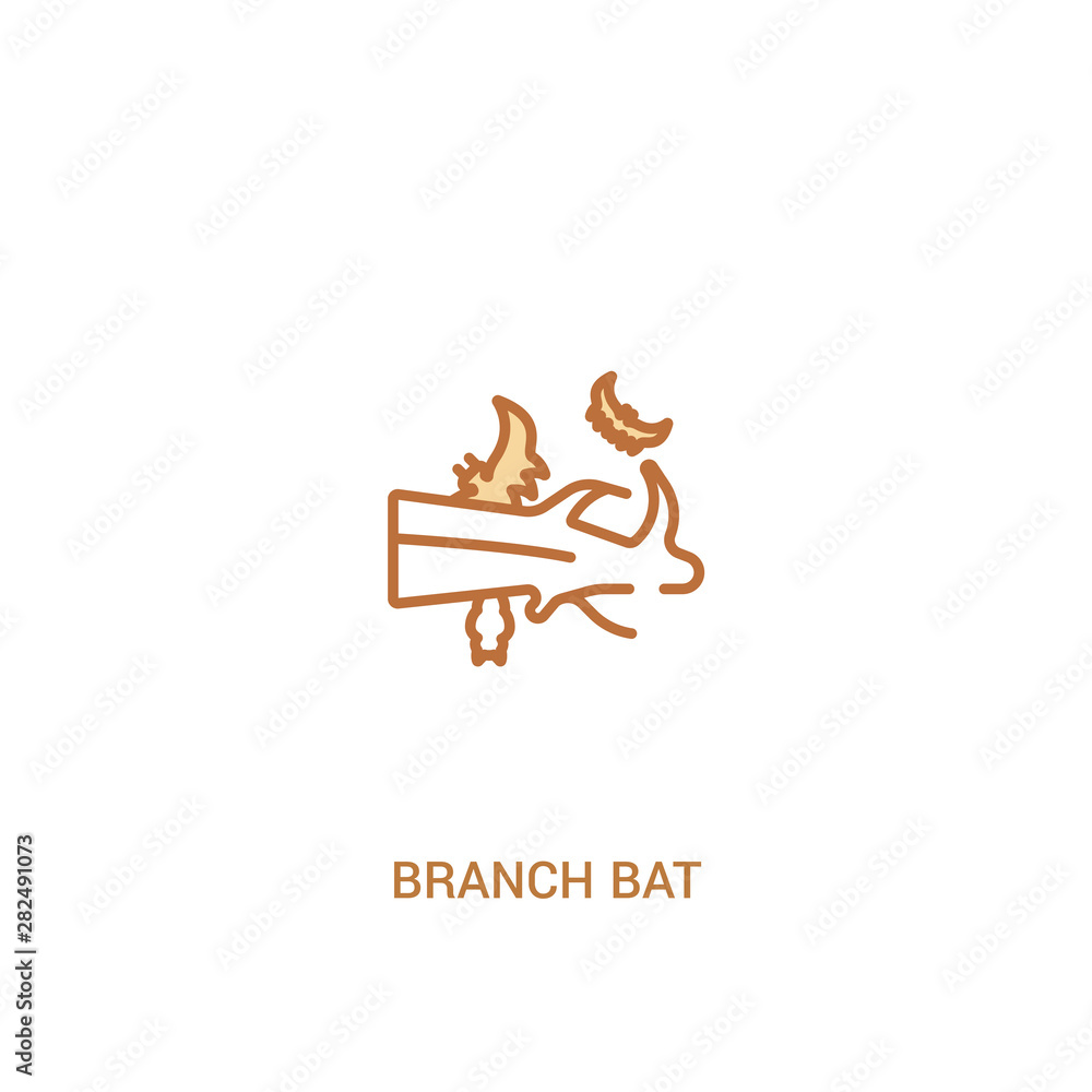 Poster branch bat concept 2 colored icon. simple line element illustration. outline brown branch bat symbol