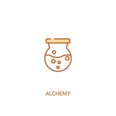 alchemy concept 2 colored icon. simple line element illustration. outline brown alchemy symbol. can be used for web and mobile ui/ux.