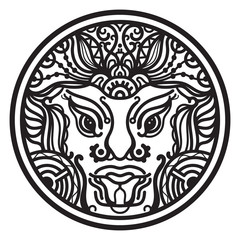 Abstract mandala Inca Maya civilizations graphic design decorative elements isolated on white   color background for ancient geometric concepts