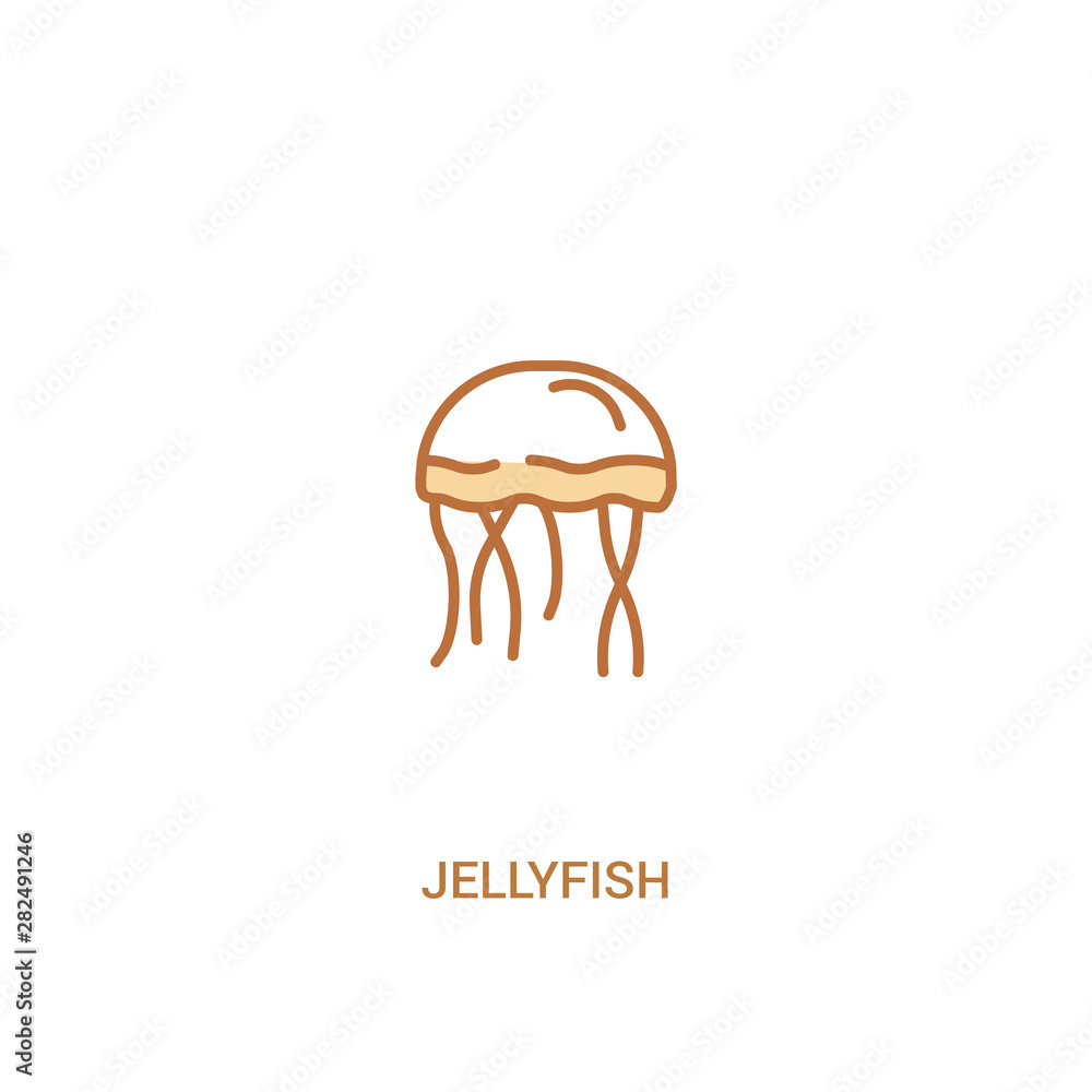 Poster jellyfish concept 2 colored icon. simple line element illustration. outline brown jellyfish symbol. 