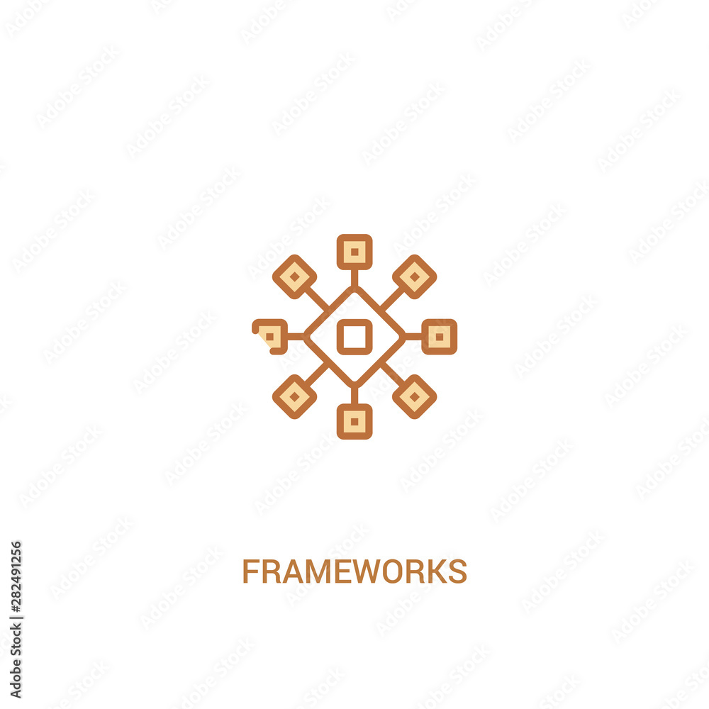 Poster frameworks concept 2 colored icon. simple line element illustration. outline brown frameworks symbol