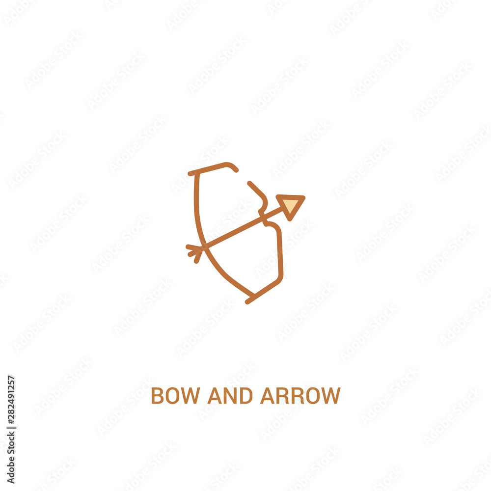 Poster bow and arrow concept 2 colored icon. simple line element illustration. outline brown bow and arrow 