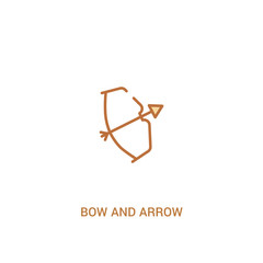 bow and arrow concept 2 colored icon. simple line element illustration. outline brown bow and arrow symbol. can be used for web and mobile ui/ux.