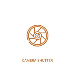 camera shutter concept 2 colored icon. simple line element illustration. outline brown camera shutter symbol. can be used for web and mobile ui/ux.