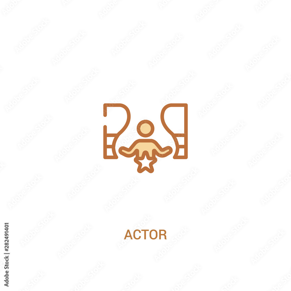 Poster actor concept 2 colored icon. simple line element illustration. outline brown actor symbol. can be u