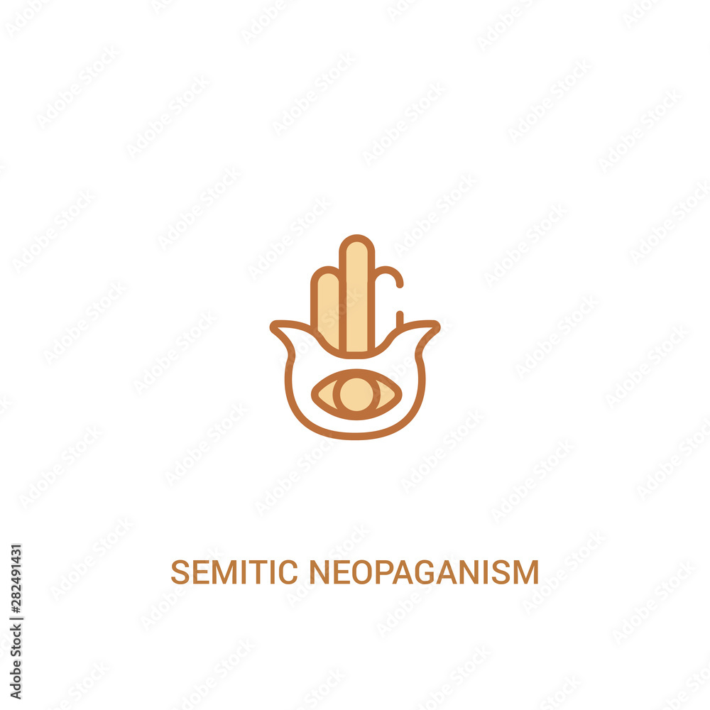 Poster semitic neopaganism concept 2 colored icon. simple line element illustration. outline brown semitic 