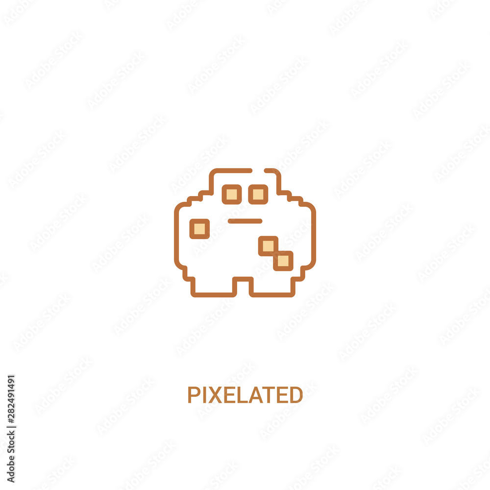 Poster pixelated concept 2 colored icon. simple line element illustration. outline brown pixelated symbol. 