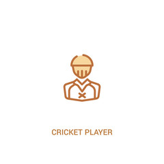 cricket player concept 2 colored icon. simple line element illustration. outline brown cricket player symbol. can be used for web and mobile ui/ux.