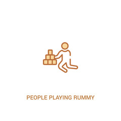 people playing rummy concept 2 colored icon. simple line element illustration. outline brown people playing rummy symbol. can be used for web and mobile ui/ux.