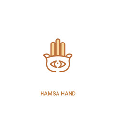hamsa hand concept 2 colored icon. simple line element illustration. outline brown hamsa hand symbol. can be used for web and mobile ui/ux.