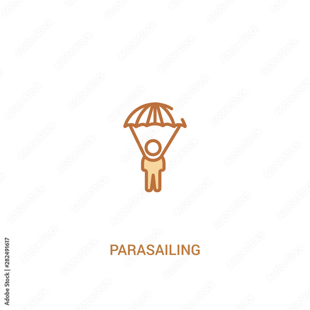 Poster parasailing concept 2 colored icon. simple line element illustration. outline brown parasailing symb