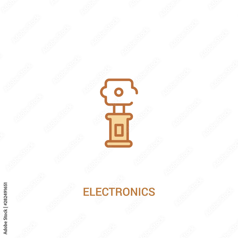 Poster electronics concept 2 colored icon. simple line element illustration. outline brown electronics symb