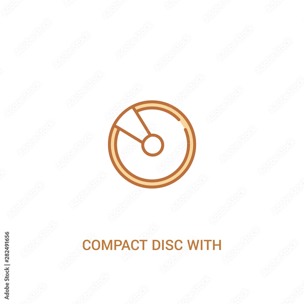 Poster compact disc with glare concept 2 colored icon. simple line element illustration. outline brown comp