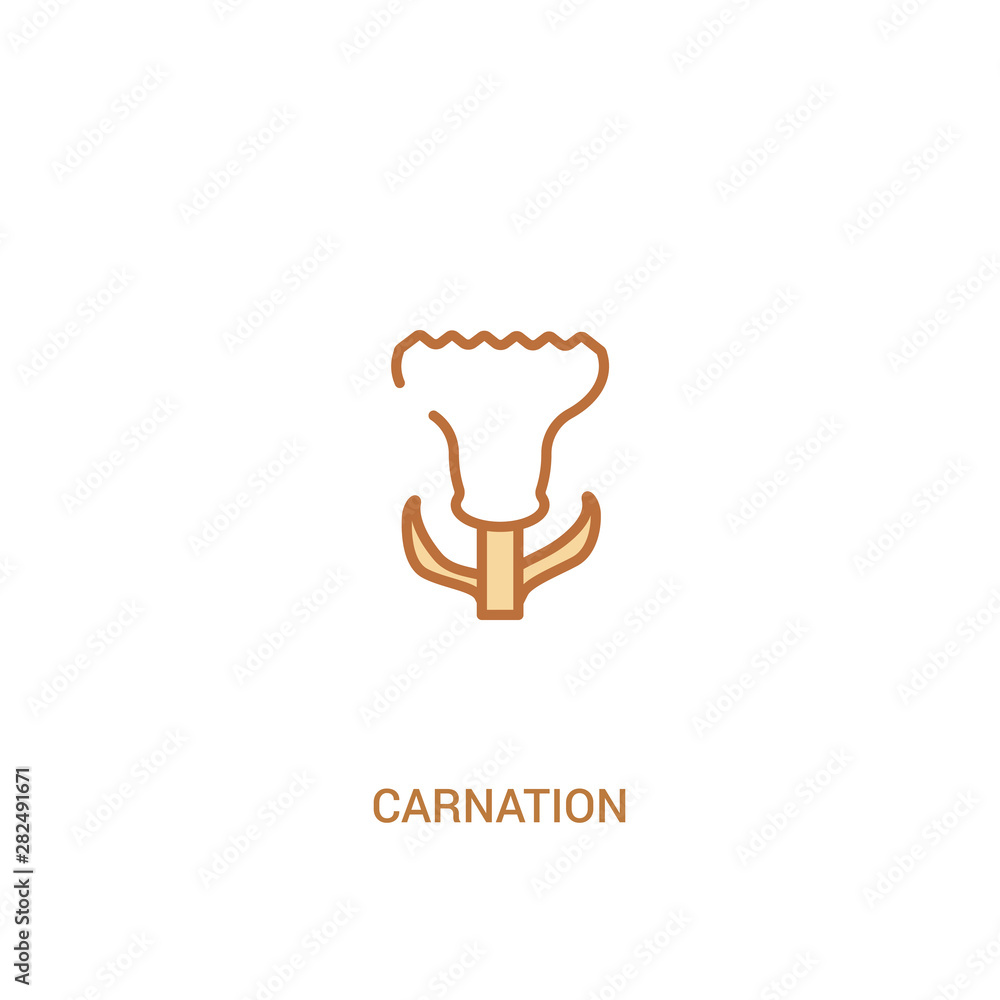Poster carnation concept 2 colored icon. simple line element illustration. outline brown carnation symbol. 
