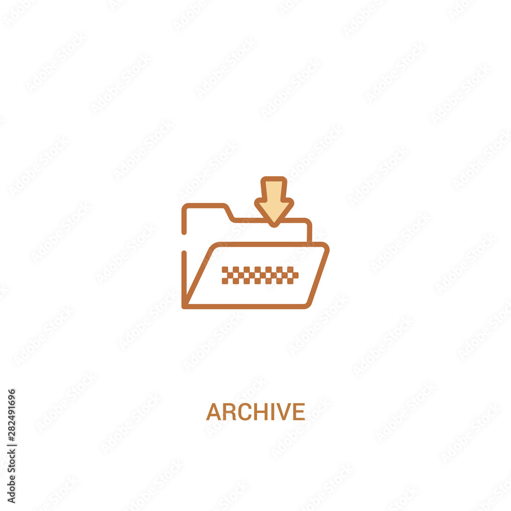 Poster archive concept 2 colored icon. simple line element illustration. outline brown archive symbol. can 