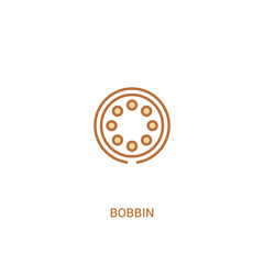 Obraz premium bobbin concept 2 colored icon. simple line element illustration. outline brown bobbin symbol. can be used for web and mobile ui/ux.