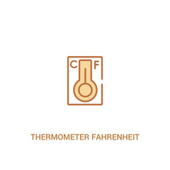 thermometer fahrenheit and celsius concept 2 colored icon. simple line element illustration. outline brown thermometer fahrenheit and celsius symbol. can be used for web and mobile ui/ux.