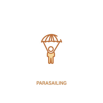 parasailing concept 2 colored icon. simple line element illustration. outline brown parasailing symbol. can be used for web and mobile ui/ux.