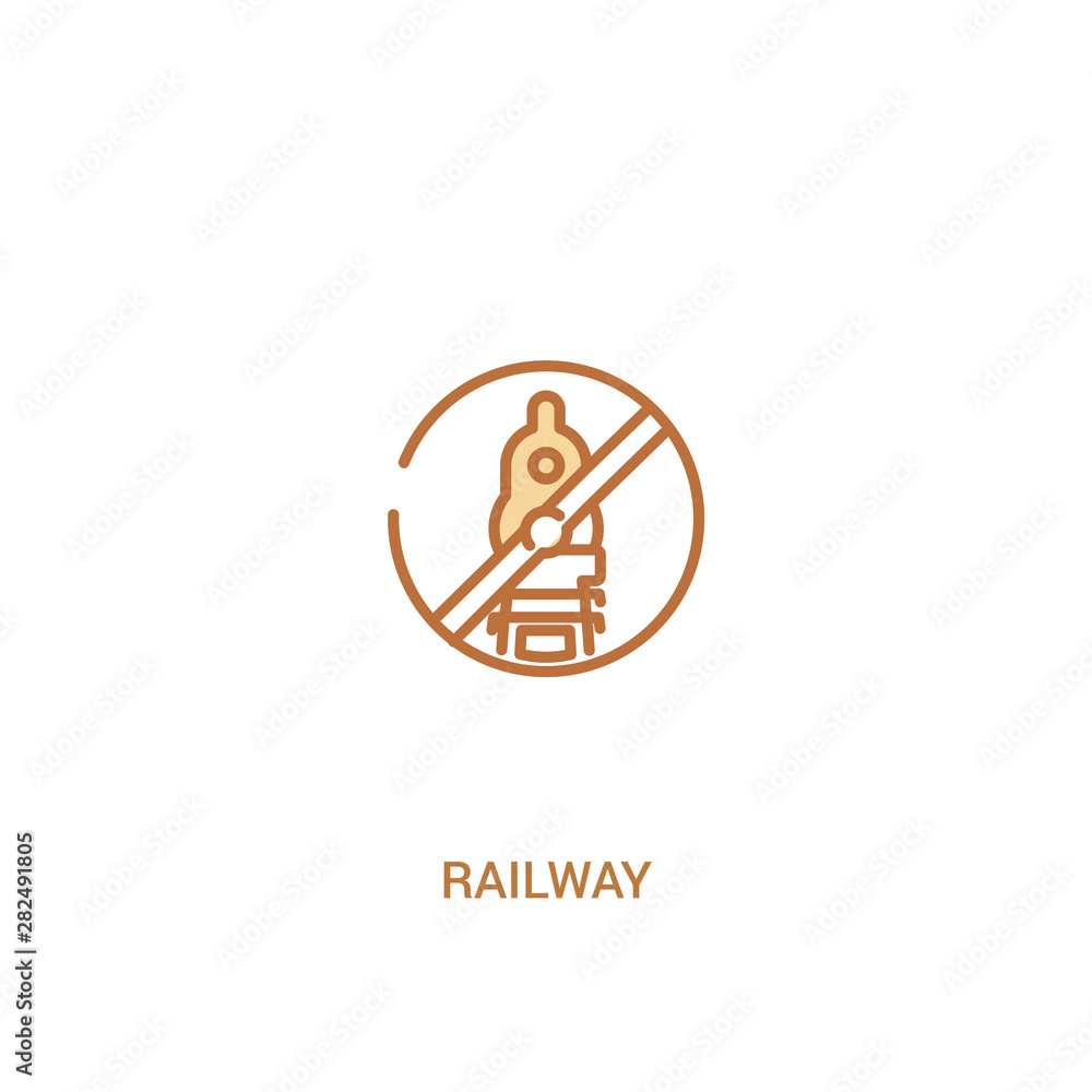 Poster railway concept 2 colored icon. simple line element illustration. outline brown railway symbol. can 