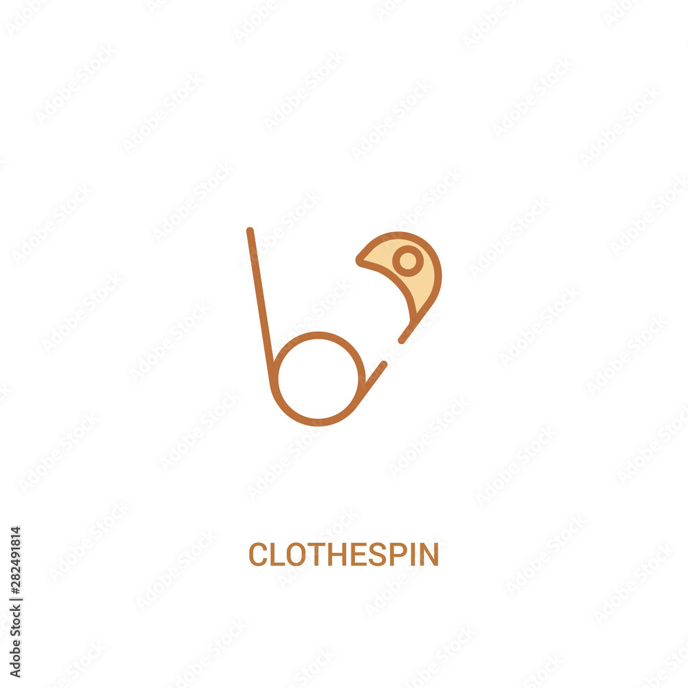 Poster clothespin concept 2 colored icon. simple line element illustration. outline brown clothespin symbol