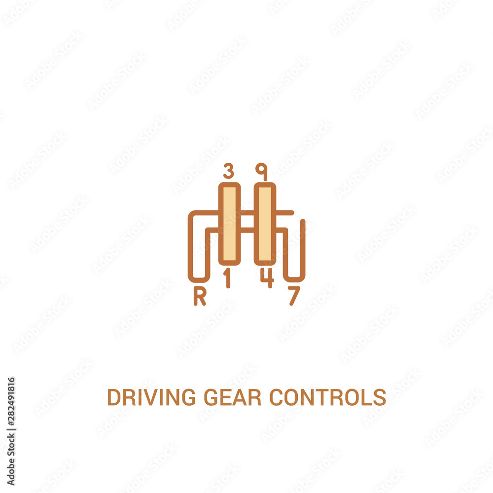 Poster driving gear controls concept 2 colored icon. simple line element illustration. outline brown drivin