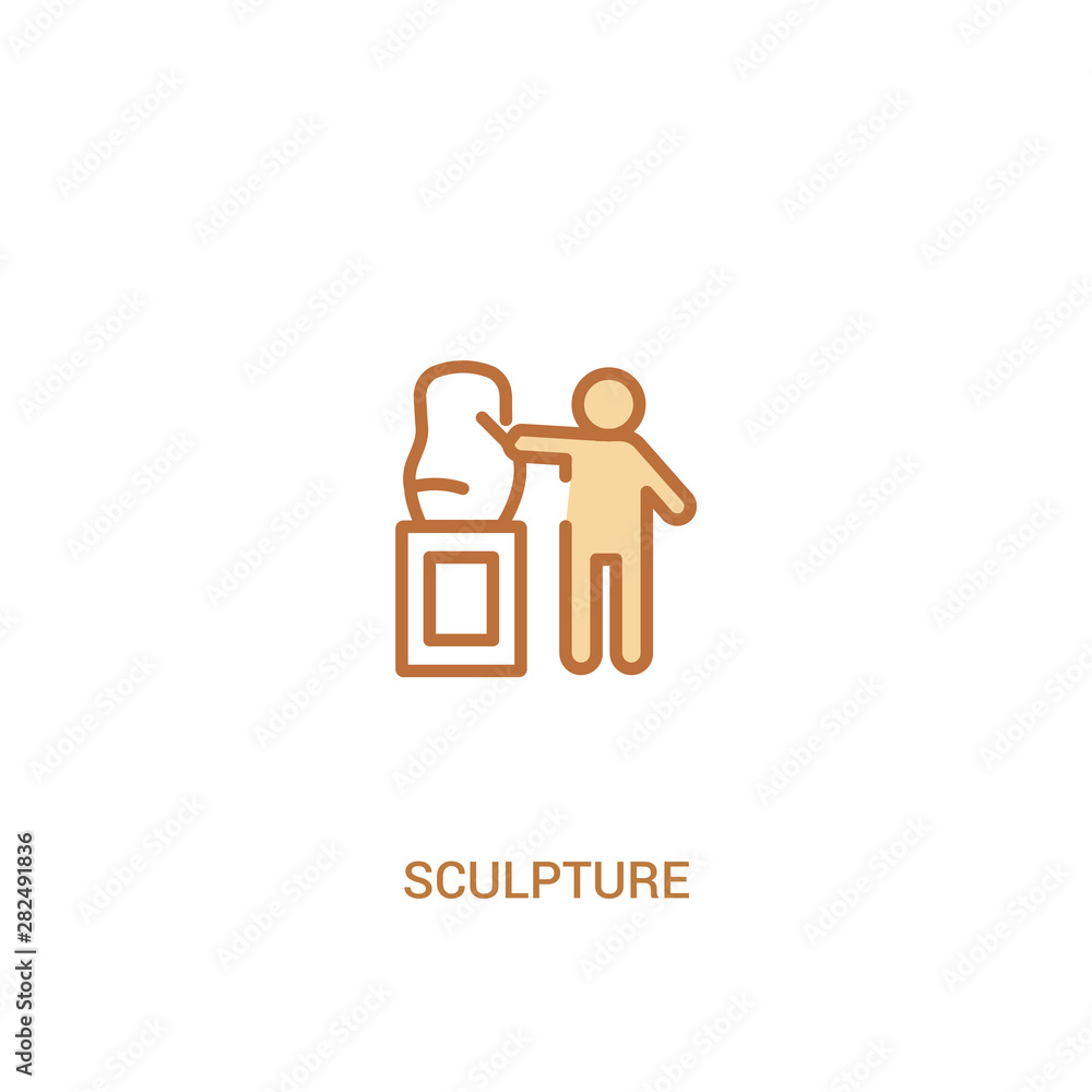 Poster sculpture concept 2 colored icon. simple line element illustration. outline brown sculpture symbol. 