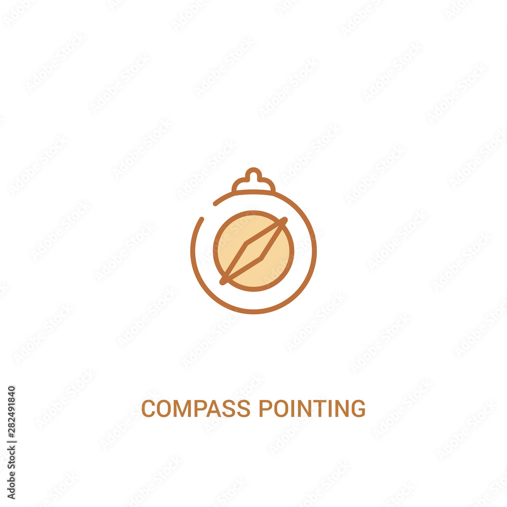 Poster compass pointing north concept 2 colored icon. simple line element illustration. outline brown compa