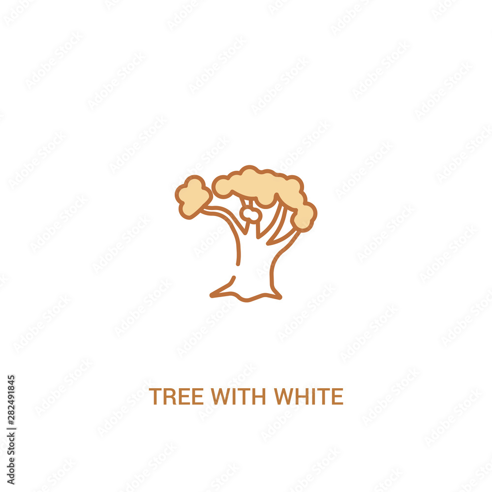 Poster tree with white foliage concept 2 colored icon. simple line element illustration. outline brown tree