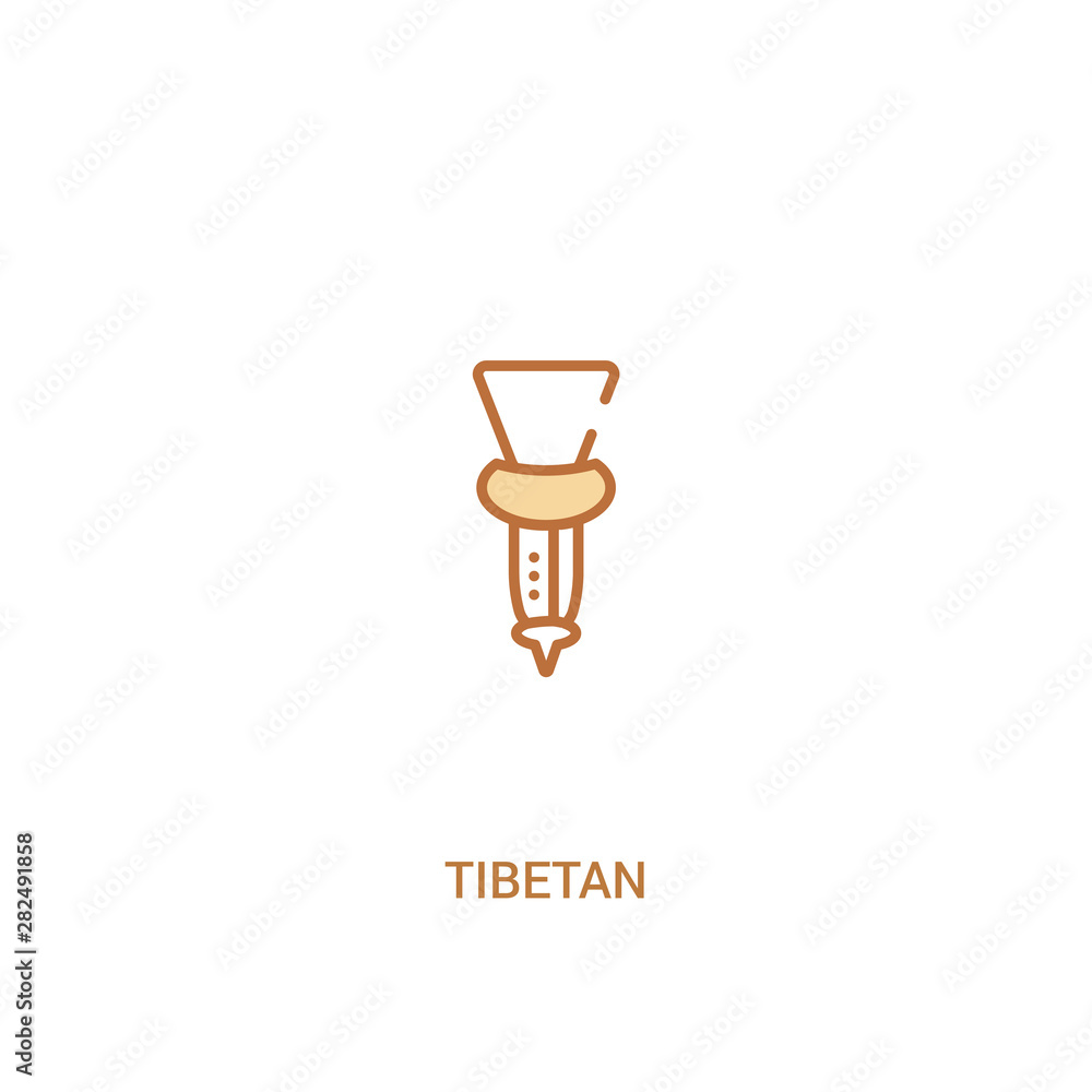 Poster tibetan concept 2 colored icon. simple line element illustration. outline brown tibetan symbol. can 