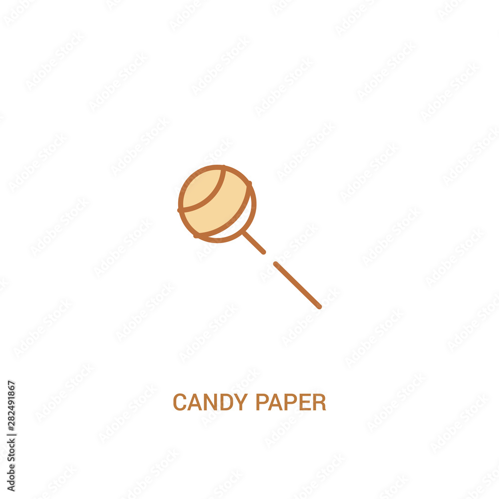 Poster candy paper concept 2 colored icon. simple line element illustration. outline brown candy paper symb