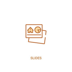 slides concept 2 colored icon. simple line element illustration. outline brown slides symbol. can be used for web and mobile ui/ux.