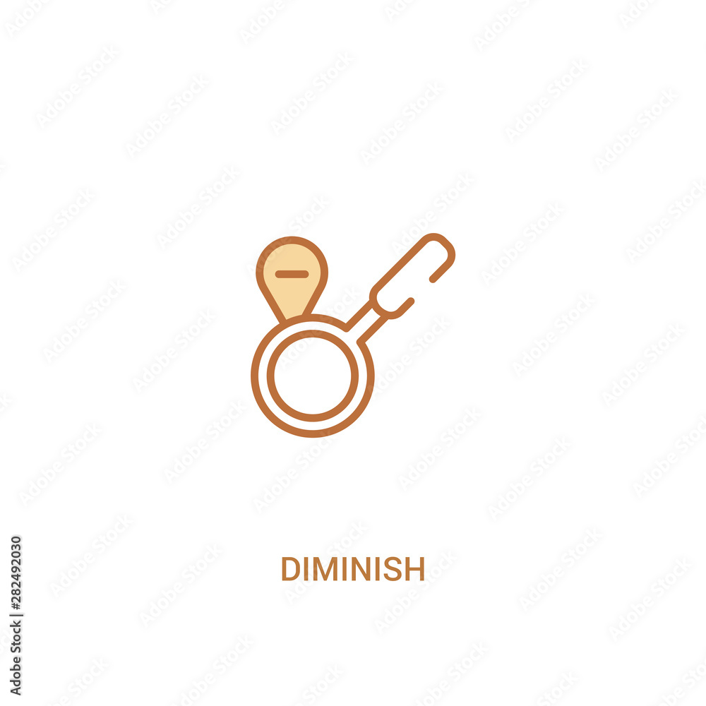 Poster diminish concept 2 colored icon. simple line element illustration. outline brown diminish symbol. ca