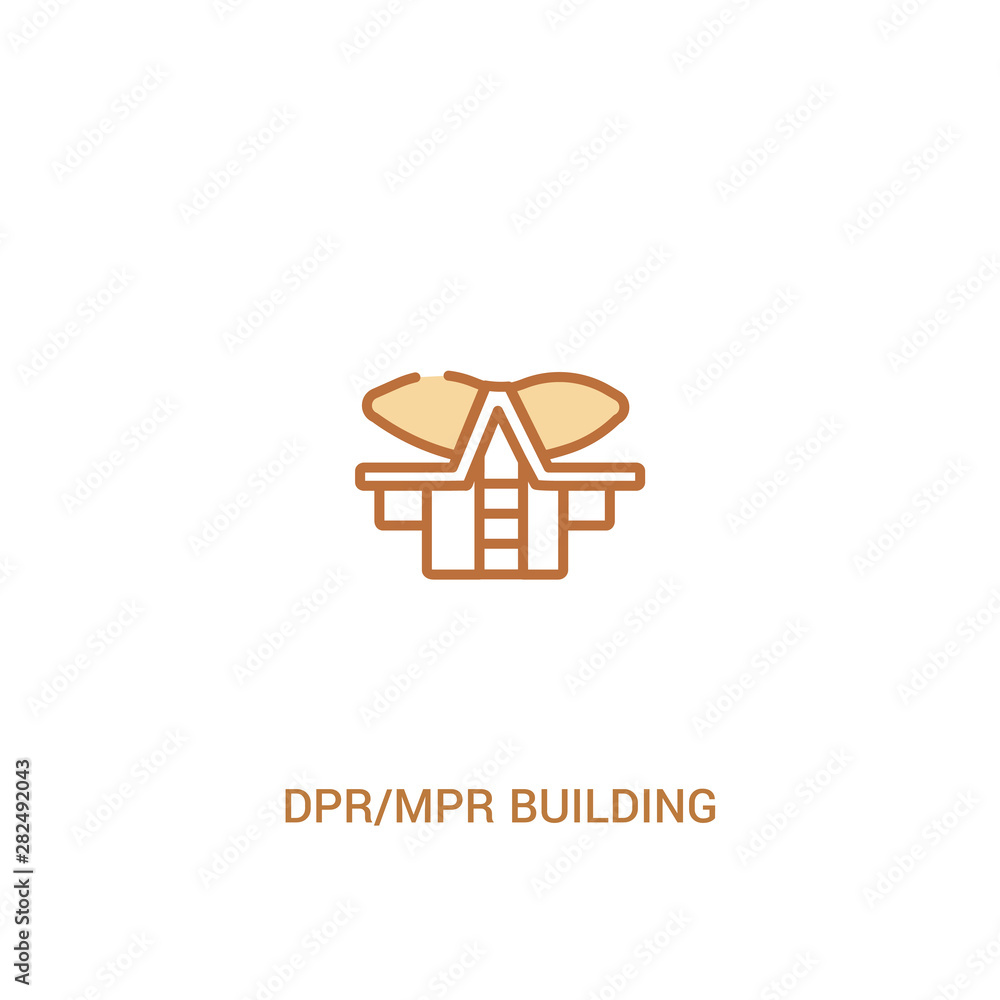 Poster dpr/mpr building concept 2 colored icon. simple line element illustration. outline brown dpr/mpr bui