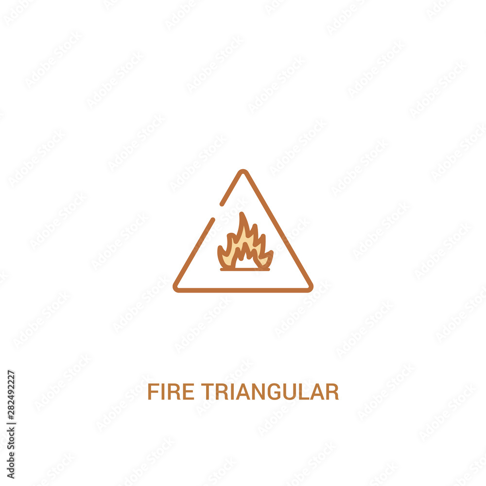 Aufkleber fire triangular concept 2 colored icon. simple line element illustration. outline brown fire triangu