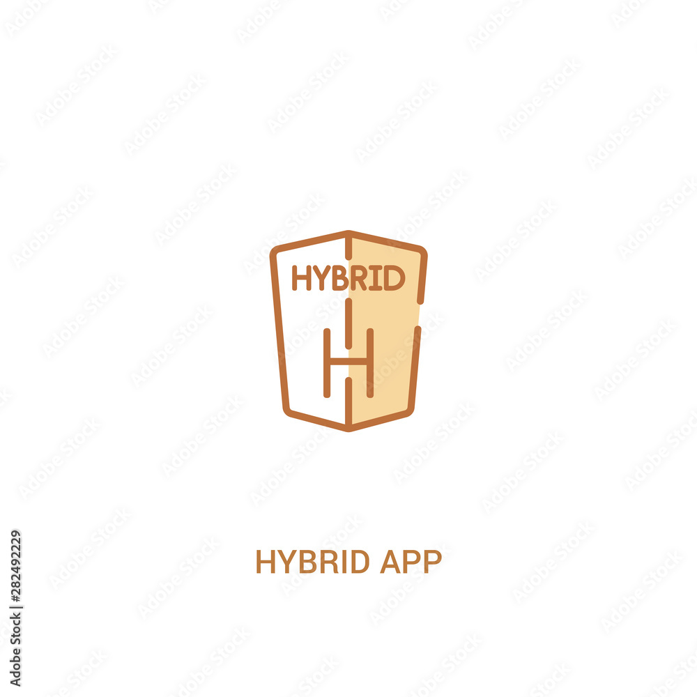 Poster hybrid app concept 2 colored icon. simple line element illustration. outline brown hybrid app symbol
