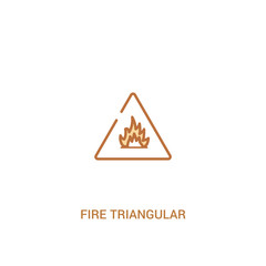 fire triangular concept 2 colored icon. simple line element illustration. outline brown fire triangular symbol. can be used for web and mobile ui/ux.