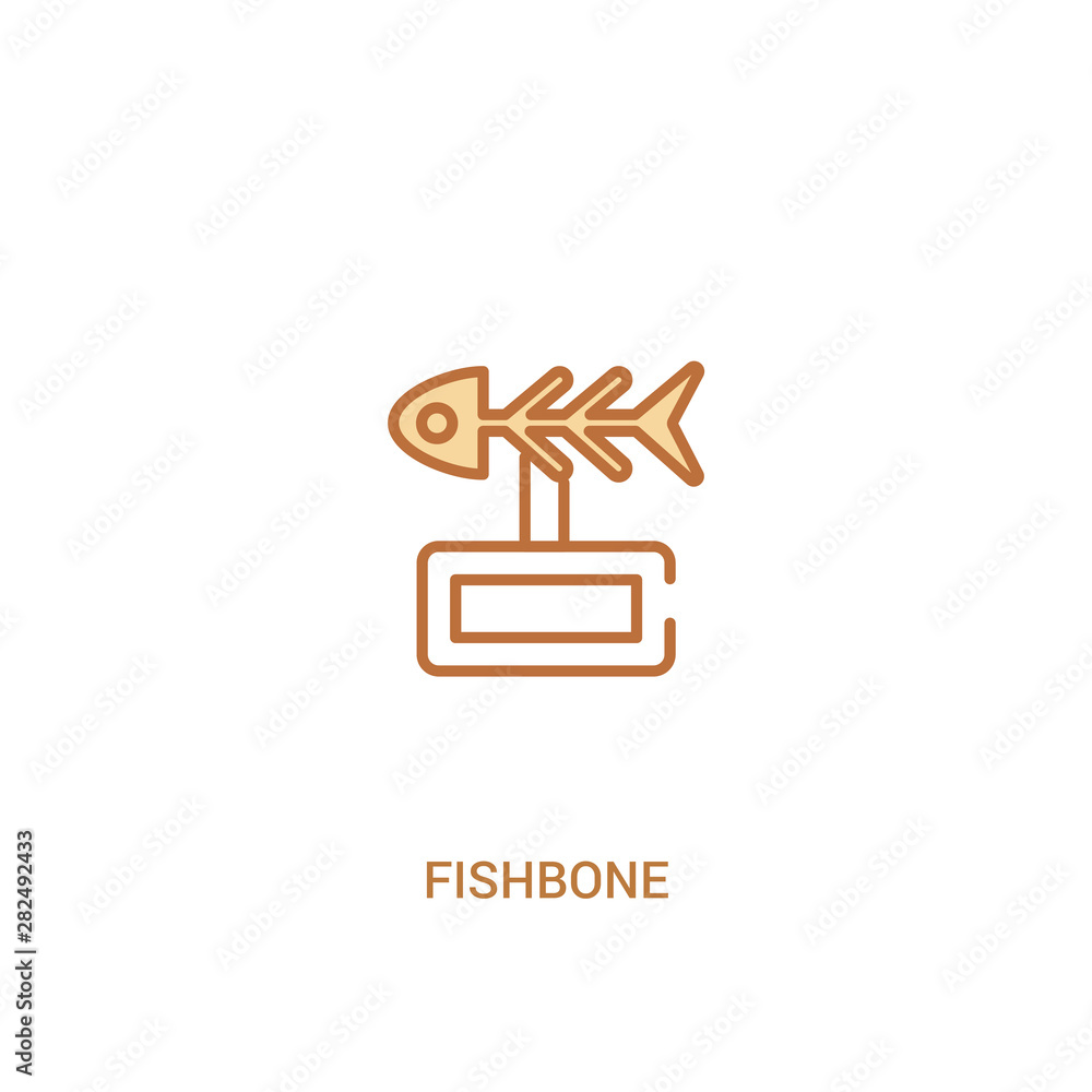 Poster fishbone concept 2 colored icon. simple line element illustration. outline brown fishbone symbol. ca