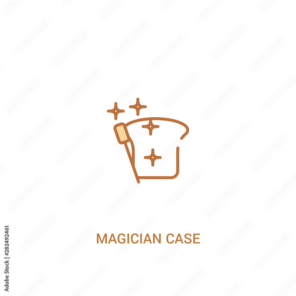 Poster magician case concept 2 colored icon. simple line element illustration. outline brown magician case 