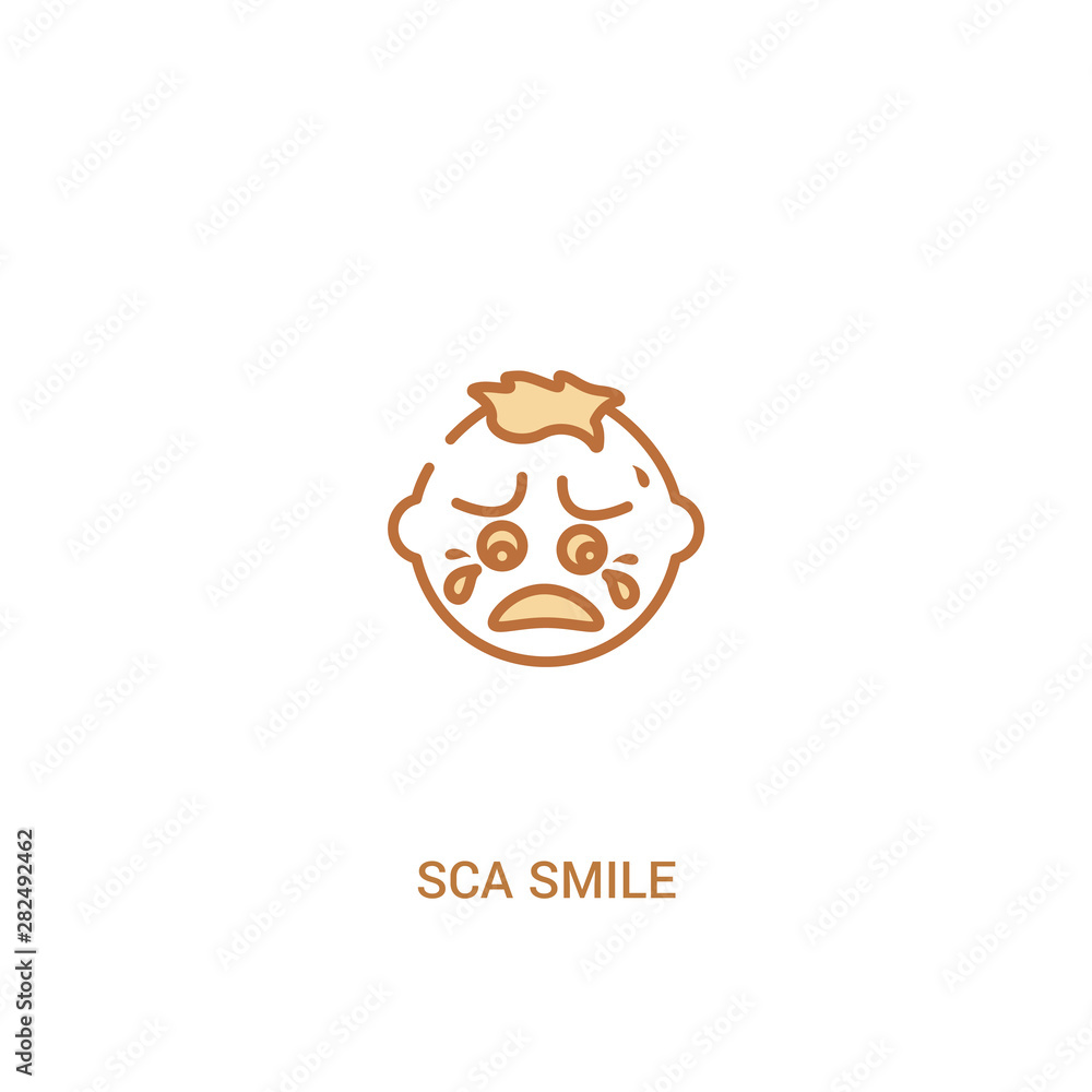 Poster sca smile concept 2 colored icon. simple line element illustration. outline brown sca smile symbol. 