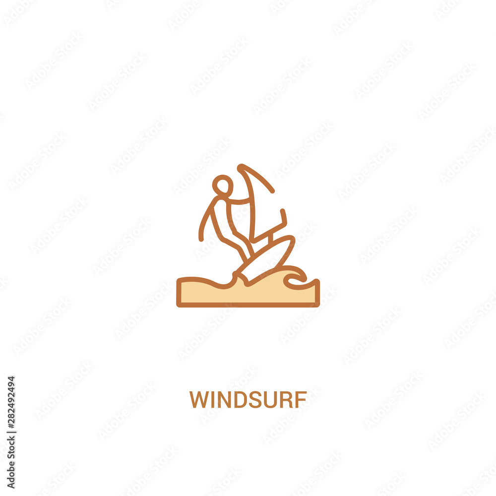 Poster windsurf concept 2 colored icon. simple line element illustration. outline brown windsurf symbol. ca