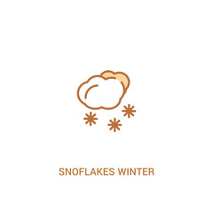 snoflakes winter cloud concept 2 colored icon. simple line element illustration. outline brown snoflakes winter cloud symbol. can be used for web and mobile ui/ux.