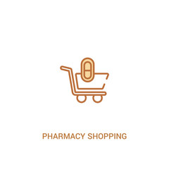 pharmacy shopping cart concept 2 colored icon. simple line element illustration. outline brown pharmacy shopping cart symbol. can be used for web and mobile ui/ux.