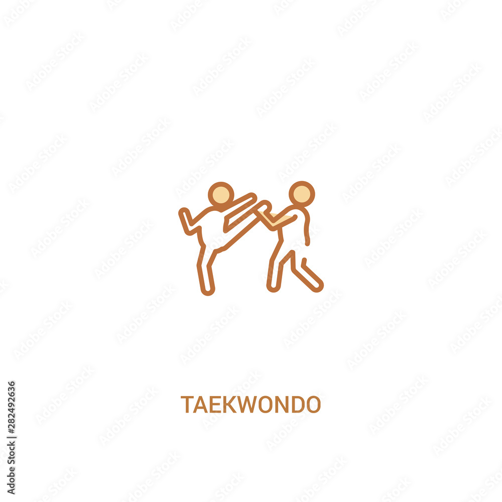 Poster taekwondo concept 2 colored icon. simple line element illustration. outline brown taekwondo symbol. 