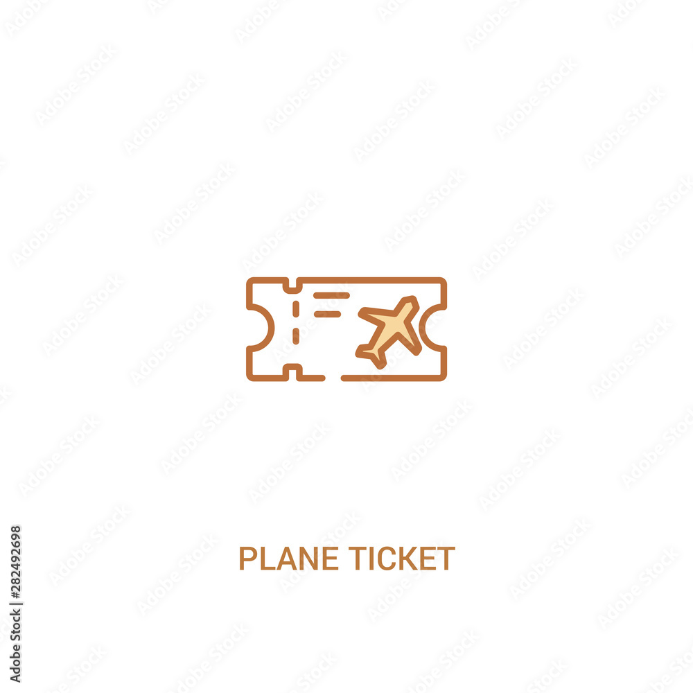 Poster plane ticket concept 2 colored icon. simple line element illustration. outline brown plane ticket sy